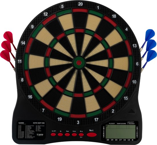 KOTO Soft 590, Elektronisch Dartbord, Dartbord met Softtip Darts, E-Darts Multiplayer, 32 spellen en meer dan 590 variaties, Professioneel Elektronisch Dartspel, DartSet. van KOTO