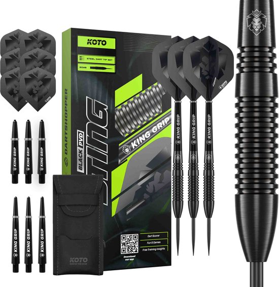 KOTO – Sting Black Bomb - 90% Tungsten - Dartpijlen - 26 Gram - Zwart - Steeldarts van KOTO
