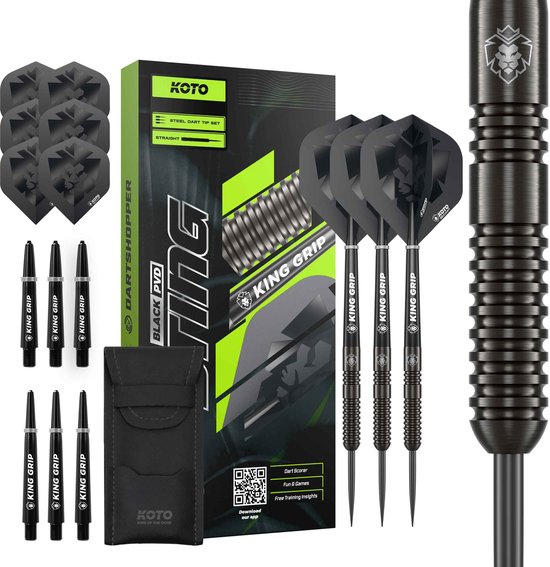 KOTO – Sting Black Straight - 90% Tungsten - Dartpijlen - 10 Gram - Zwart - Steeldarts van KOTO