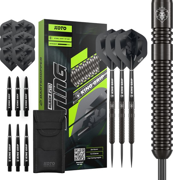 KOTO – Sting Black Straight - 90% Tungsten - Dartpijlen - 18 Gram - Zwart - Steeldarts