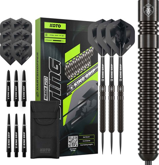 KOTO – Sting Black Straight - 90% Tungsten - Dartpijlen - 29 Gram - Zwart - Steeldarts
