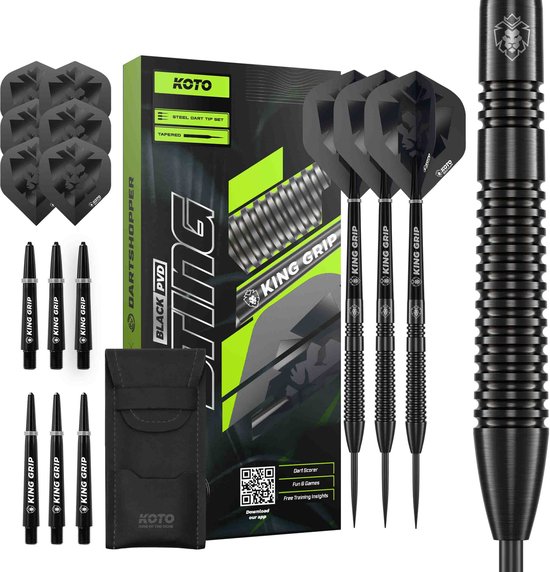 KOTO – Sting Black Tapered - 90% Tungsten - Dartpijlen - 26 Gram - Zwart - Steeldarts van KOTO