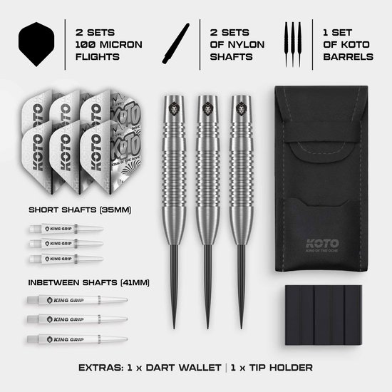 KOTO – Sting Silver Bomb - 90% Tungsten - Dartpijlen - 24 Gram - Zilver - Steeldarts van Merkloos