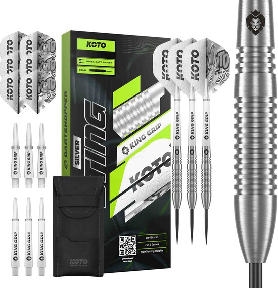 KOTO – Sting Silver Bomb - 90% Tungsten - Dartpijlen - 26 Gram - Zilver - Steeldarts van Merkloos