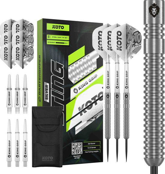 KOTO – Sting Silver Straight - 90% Tungsten - Dartpijlen - 24 Gram - Zilver - Steeldarts