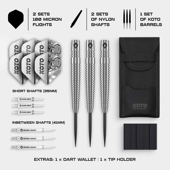 KOTO – Sting Silver Torpedo - 90% Tungsten - Dartpijlen - 24 Gram - Zilver - Steeldarts van Merkloos