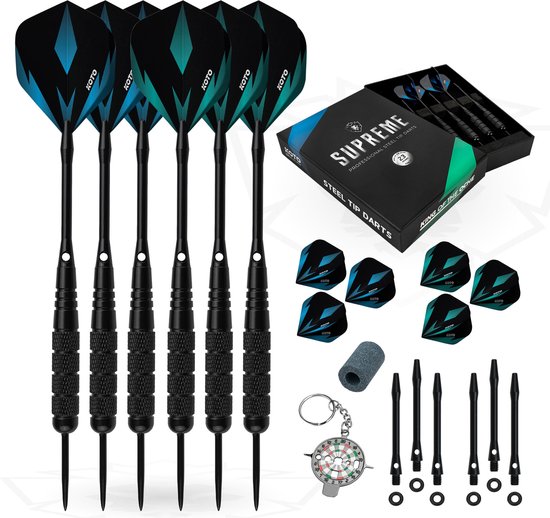 KOTO Supreme Brass Darts, GiftSet, 23 Gram SteelDarts Met Stahl Spitzen, Messing Dartpijl Met Steeltips, 2 DartSets, 6 Dartpijl, Geschenkverpackung van KOTO