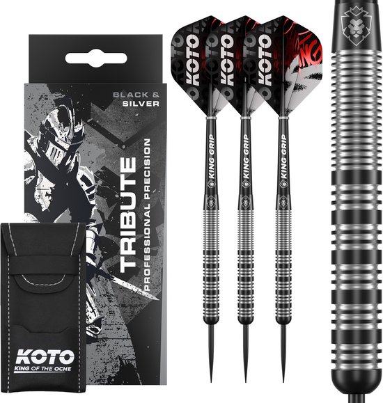 KOTO Tribute Black & Silver Tungsten Look - Dartpijlen 14 Gram van KOTO