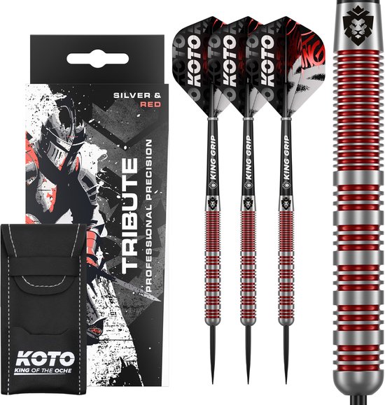 KOTO Tribute Silver & Red Tungsten Look - Dartpijlen 14 Gram van KOTO