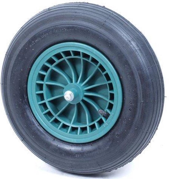 Kruiwagen Wiel 4.00 - 8 Luchtband Lijnprofiel - Asdiameter 20mm van Merkloos