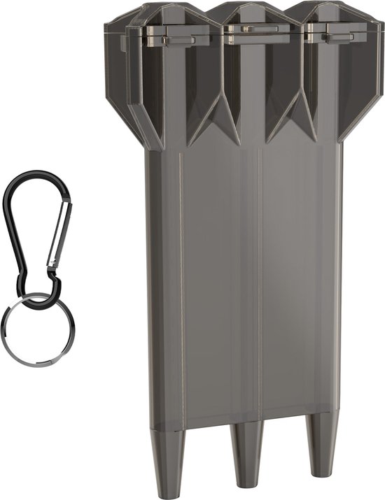 kwmobile 3-in1 etui voor dartpijlen - Kunststof case voor 3 pijlen - Box voor darts in zwart / transparant - Dartpijlen hoes van Merkloos