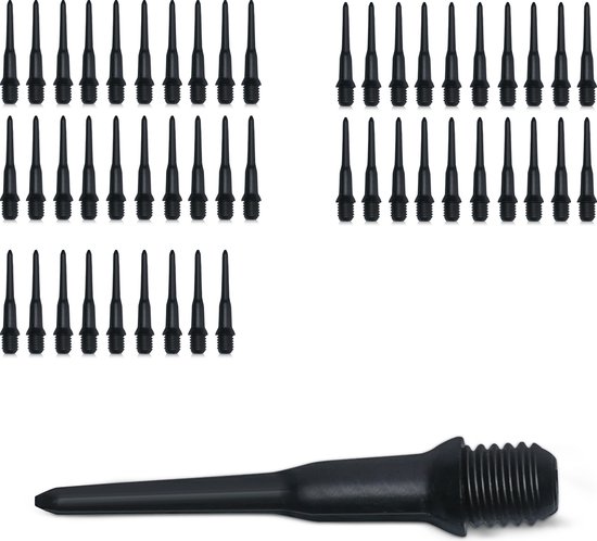 kwmobile 50x dart points van kunststof - Set van 50 dartpunten 2BA - 22mm lengte - Voor elektronisch dartboard - In zwart