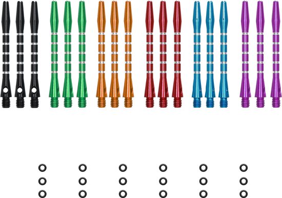 kwmobile Dartshafts met rubberen ring - Aluminium schachten voor dartpijltjes - Medium - 48 mm lang - 2ba schroefdraad - Verschillende kleuren en aantallen van Merkloos