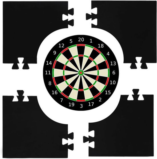 KZQ Dartbord Surround Ring 4 Delig, Vierkante Dartbord Muurbescherming voor 45 cm Dartbord, EVA Schuim Beschermrand met Eenvoudige Montage, Zwart 71x71x3 cm