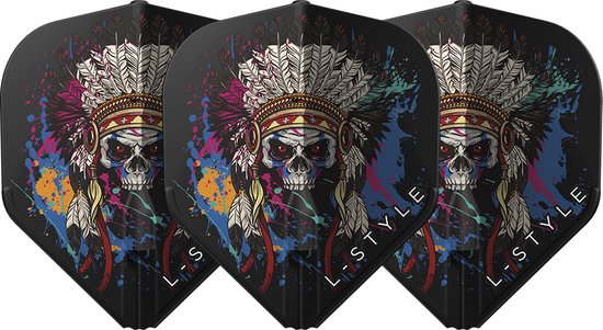 L-Style Champagne Flight EZ L1 Chief Skull Black - Dart Flights
