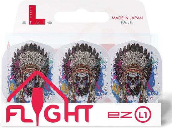 L-Style Champagne Flight EZ L1 Chief Skull Clear White - Dart Flights van Merkloos