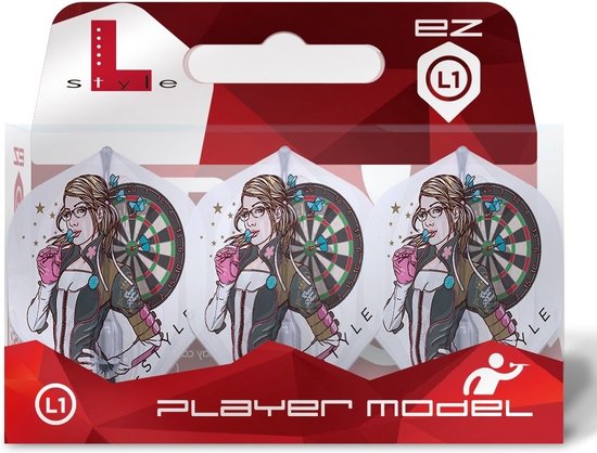 L-Style Champagne Flight EZ L1 Standard Fallon Sherrock V4 Clear White - Dart Flights van L-Style