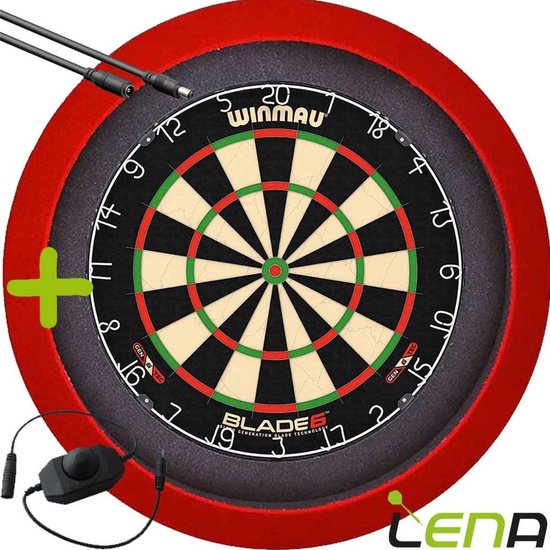 LENA Dartbordverlichting Basic (Rood ) + Dimmer + Verlengkabel (2.5m1) van Lena