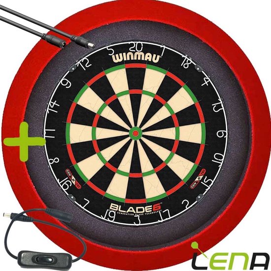 LENA Dartbordverlichting Basic (Rood ) + Schakelaar + Verlengkabel (2.5m1) van Lena