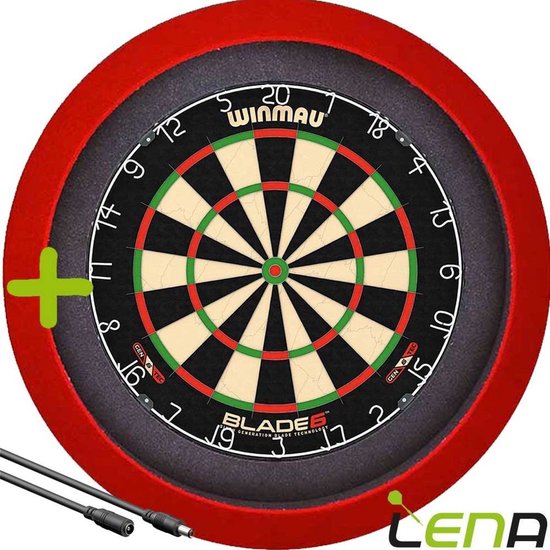 LENA Dartbordverlichting Basic (Rood ) + Verlengkabel (2.5m1) van Lena