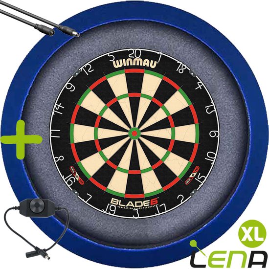 LENA Dartbordverlichting Basic XL (Blauw ) + Dimmer + Verlengkabel (2.5m1) van Lena