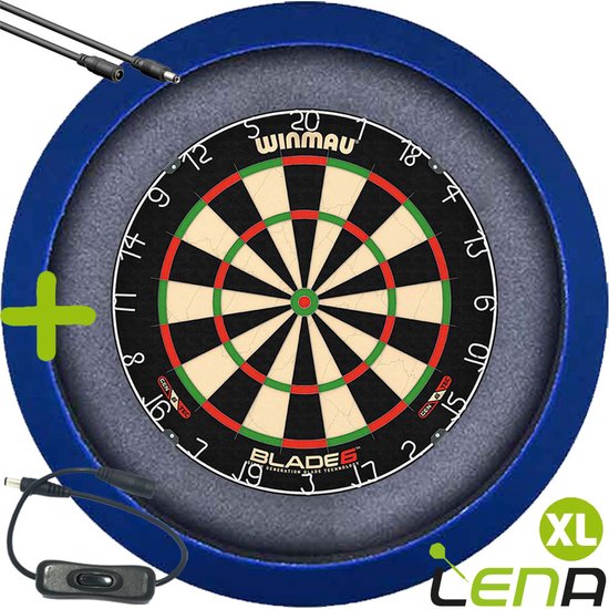 LENA Dartbordverlichting Basic XL (Blauw ) + Schakelaar + Verlengkabel (2.5m1) van Lena