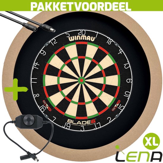 LENA Dartbordverlichting Basic XL (Plain ) + Dimmer + Verlengkabel (2.5m1) van Lena