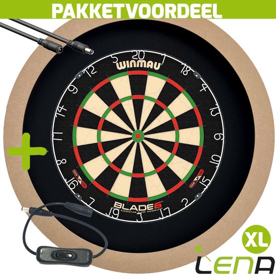 LENA Dartbordverlichting Basic XL (Plain ) + Schakelaar + Verlengkabel (2.5m1) van Lena
