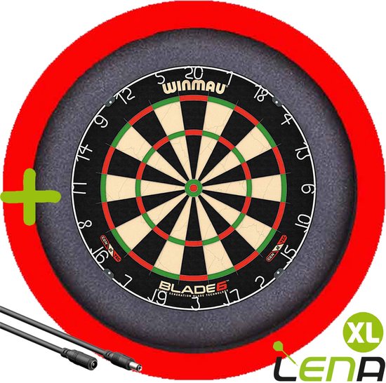 LENA Dartbordverlichting Basic XL (Rood ) + Verlengkabel (2.5m1) van Lena