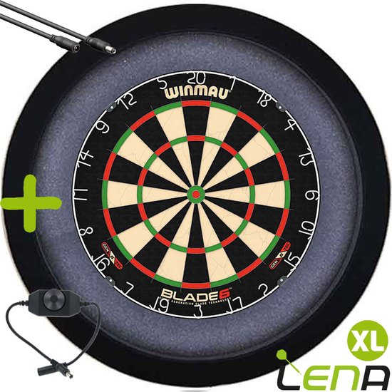 LENA Dartbordverlichting Basic XL (Zwart ) + Dimmer + Verlengkabel (2.5m1) van Lena