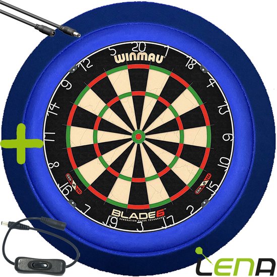 LENA Dartbordverlichting Deluxe (Blauw ) + Schakelaar + Verlengkabel (2.5m1) van Lena