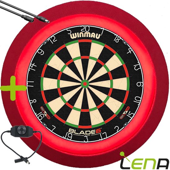 LENA Dartbordverlichting Deluxe (Rood ) + Dimmer + Verlengkabel (2.5m1) van Lena