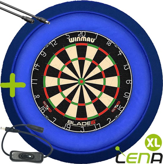 LENA Dartbordverlichting Deluxe XL (Blauw ) + Schakelaar + Verlengkabel (2.5m1) van Lena