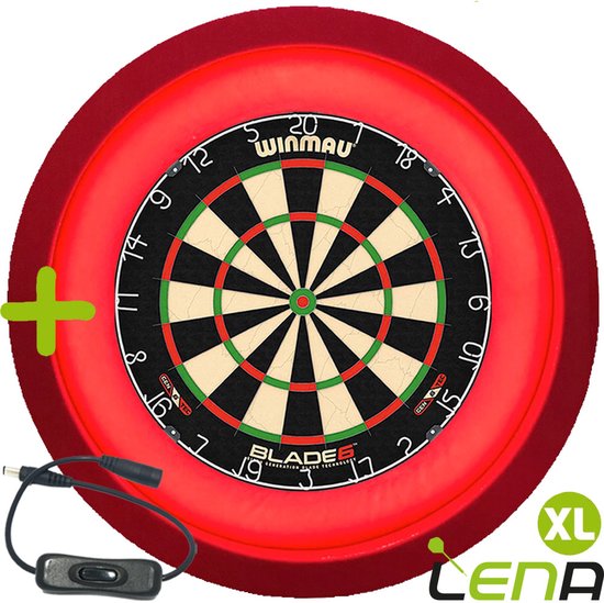 LENA Dartbordverlichting Deluxe XL (Rood ) + Schakelaar van Lena