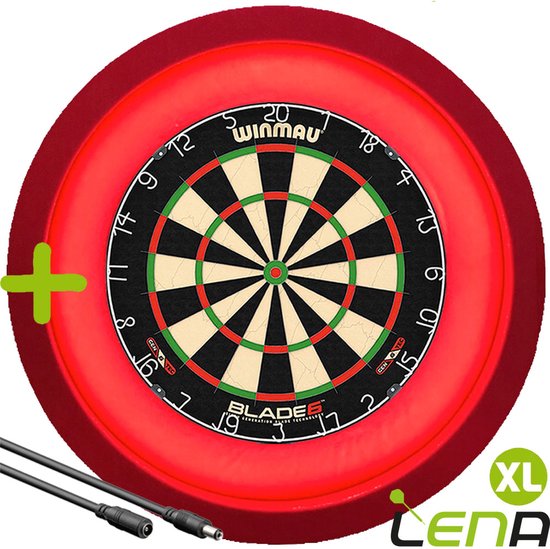 LENA Dartbordverlichting Deluxe XL (Rood ) + Verlengkabel (2.5m1) van Lena