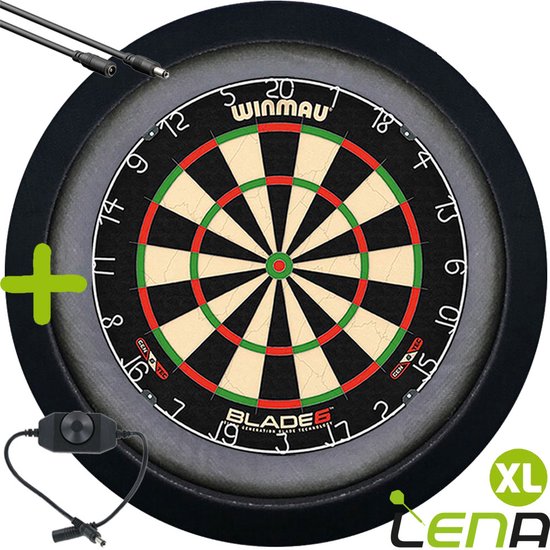 LENA Dartbordverlichting Deluxe XL (Zwart ) + Dimmer + Verlengkabel (2.5m1) van Lena