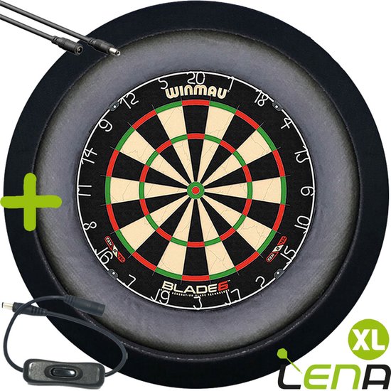 LENA Dartbordverlichting Deluxe XL (Zwart ) + Schakelaar + Verlengkabel (2.5m1) van Lena