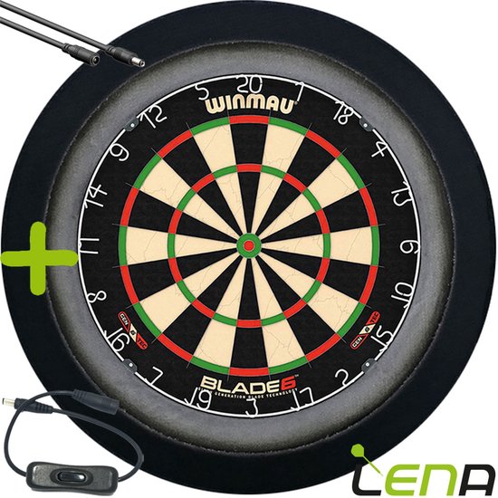 LENA Dartbordverlichting Deluxe (Zwart ) + Schakelaar + Verlengkabel (2.5m1) van Lena