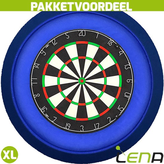 Lena Professional Dartbord + Lena Dartbordverlichting Deluxe XL (Blauw) van Lena