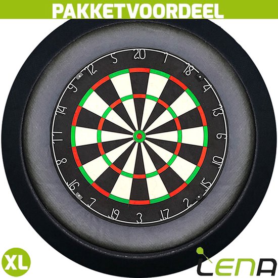 Lena Professional Dartbord + Lena Dartbordverlichting Deluxe XL (Zwart) van Lena