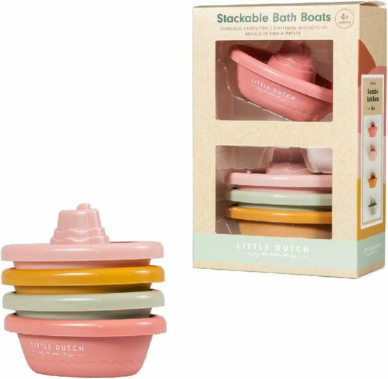 Little Dutch badspeelgoed stapelbare badbootjes Pink van Little Dutch
