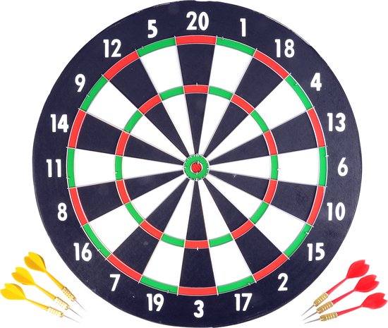 Longfield Darts Dartbord 43 cm met 6 Dartpijlen van Merkloos