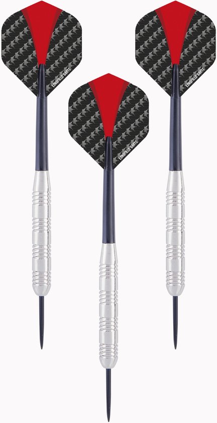 Longfield darts Dartpijlen set - 2x - 3 dartpijltjes - nickel silver - 23 grams - Darten sport artikelen pijltjes - Kinderen / volwassenen van Merkloos