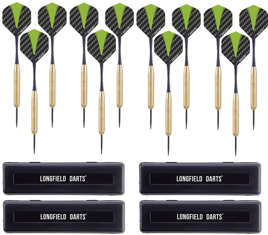 Longfield Darts Dartpijlen - setje 12x stuks - 21 grams - messing/staal/pvc - darten - pijltjes - Kinderen/volwassenen