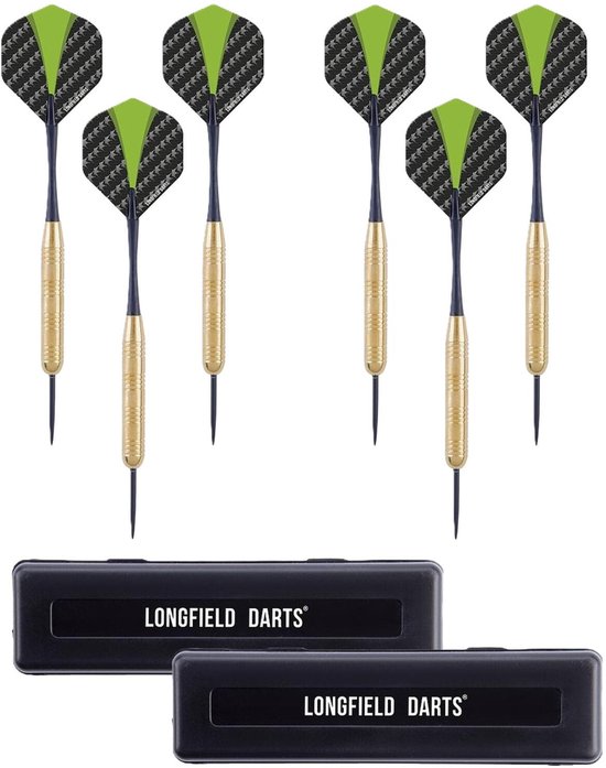 Longfield Darts Dartpijlen - setje 6x stuks - 21 grams - messing/staal/pvc - darten - pijltjes - Kinderen/volwassenen