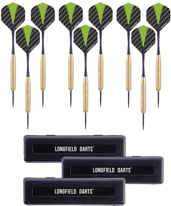 Longfield Darts Dartpijlen - setje 9x stuks - 21 grams - messing/staal/pvc - darten - pijltjes - Kinderen/volwassenen