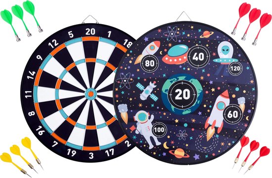 Longfield Darts - Dubbelzijdig Magnetisch dartbord in ruimte thema van Merkloos