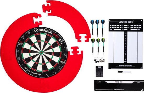 Longfield Darts Tournament Dartbord Met Toebehoren Rood 8-delig van Longfield