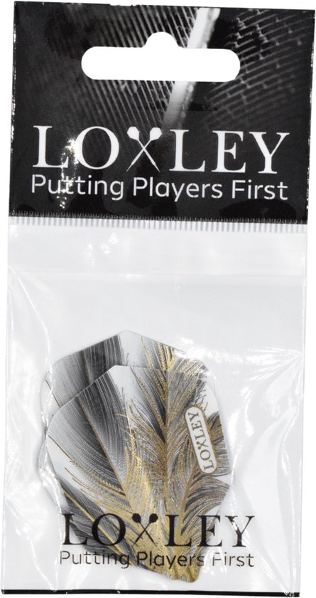 Loxley Feather Grey & Gold NO6 - Dart Flights van Merkloos