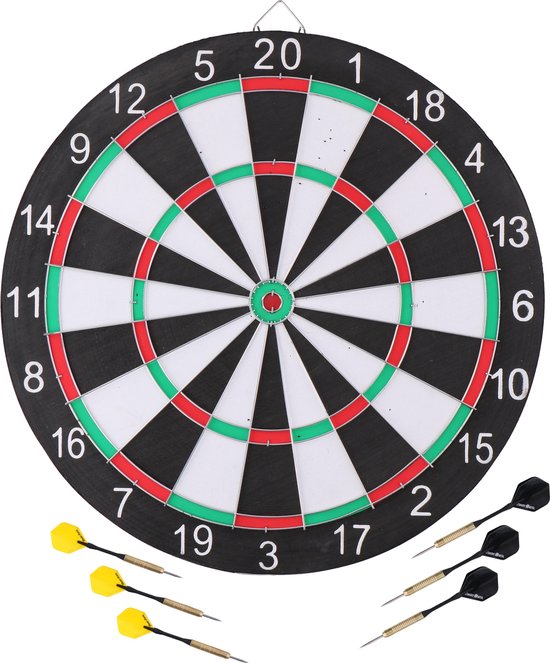 Masterdarts Dartbord met Marker - Ø 42 cm. - 6 Pijlen - Tweezijdig - Rood/Groen van Master